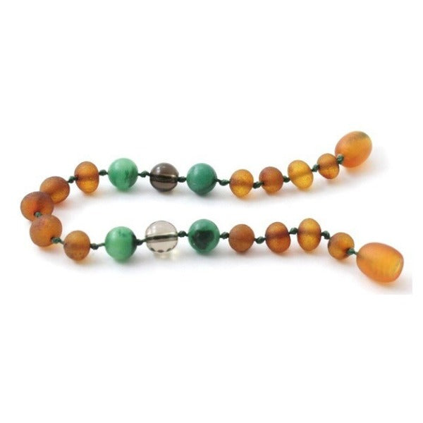 Amber Bracelet Cognac Raw African Jade Smokey Quartz | 14cm
