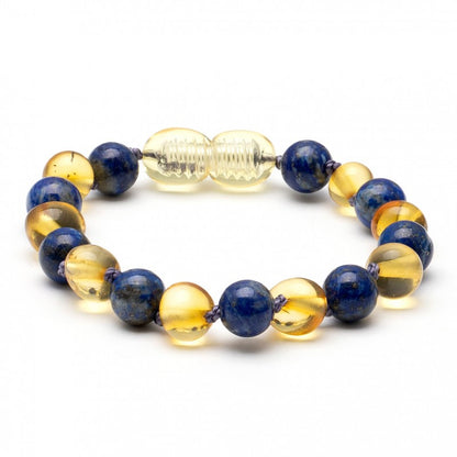 Amber Bracelet Lemon & Lapis Lazuli | Baby 14cm
