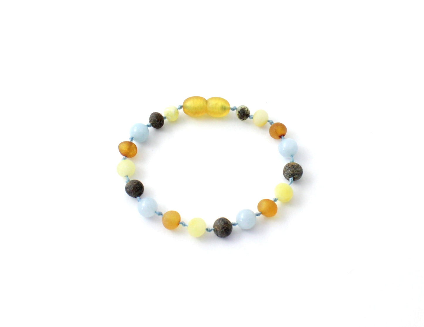 Amber Bracelet Multi Raw & Aquamarine | 14cm