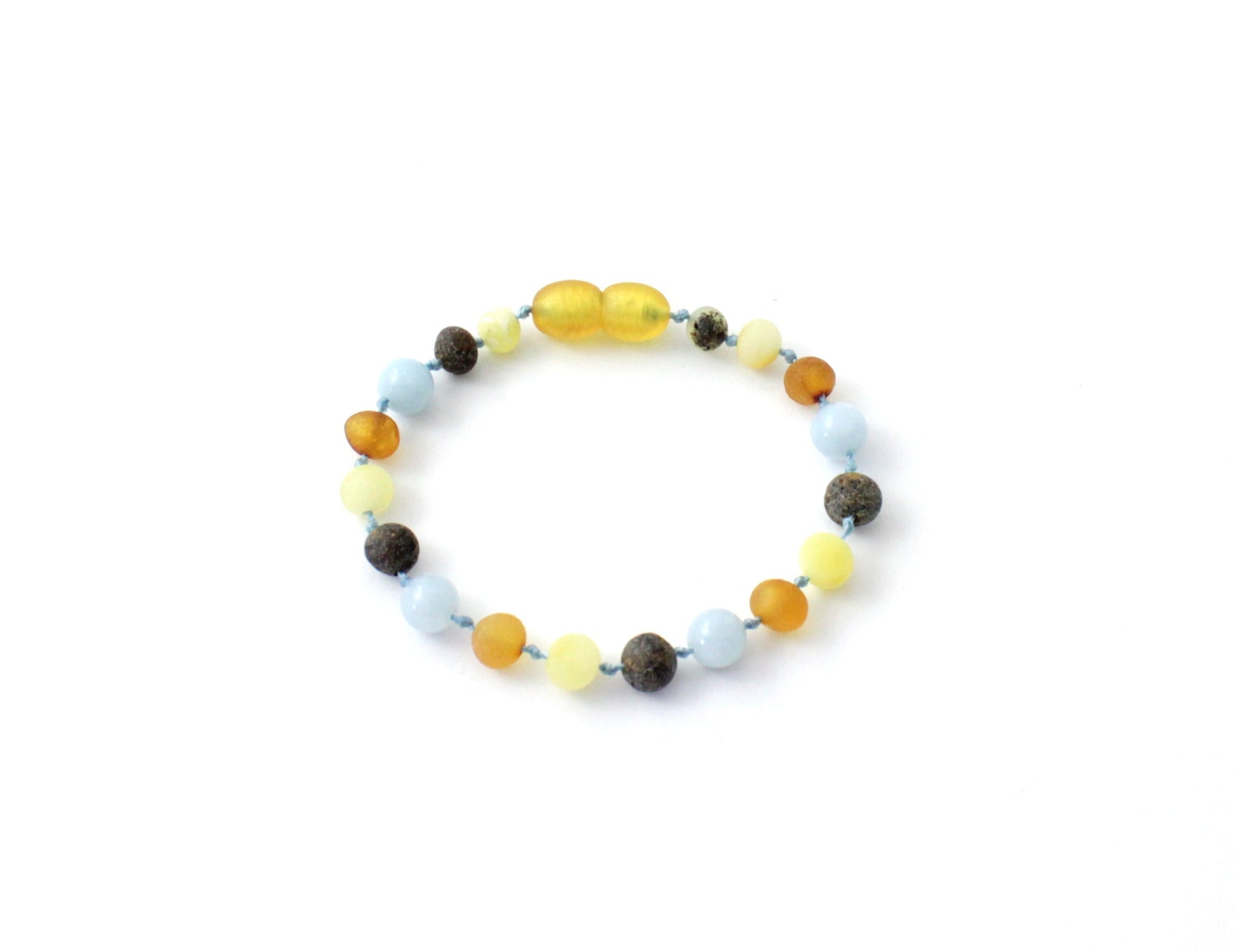 Amber Bracelet Multi Raw & Aquamarine | 14cm
