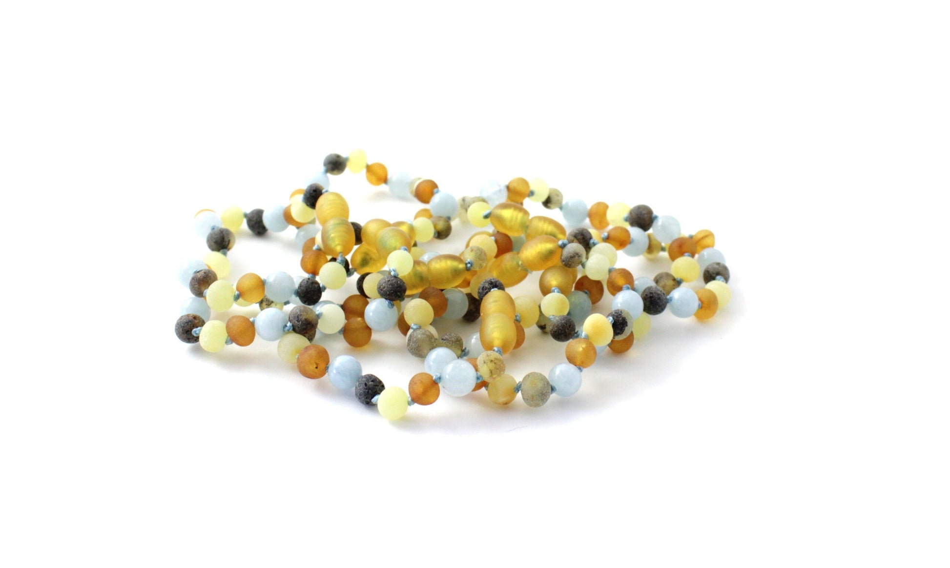 Amber Bracelet Multi Raw & Aquamarine | 14cm