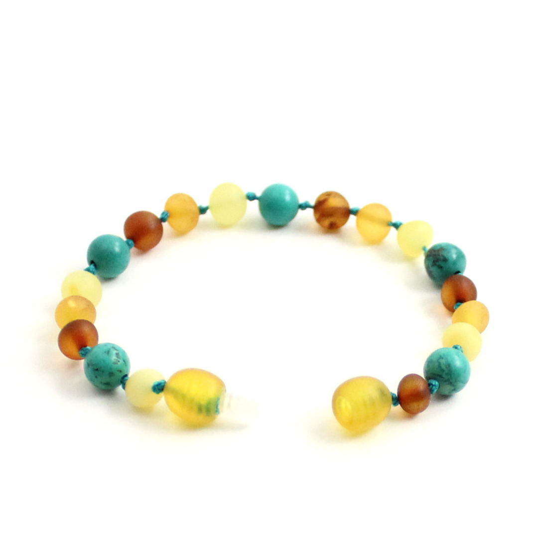 Amber Bracelet Multi Raw & Turquoise | Baby 14cm