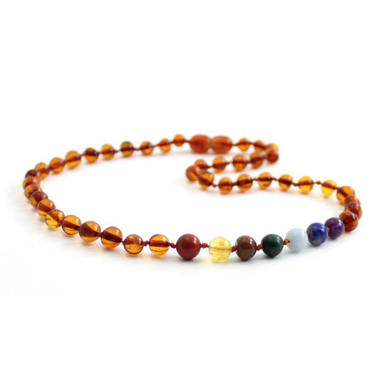 Amber Necklace Cognac Chakra | Baby 32cm