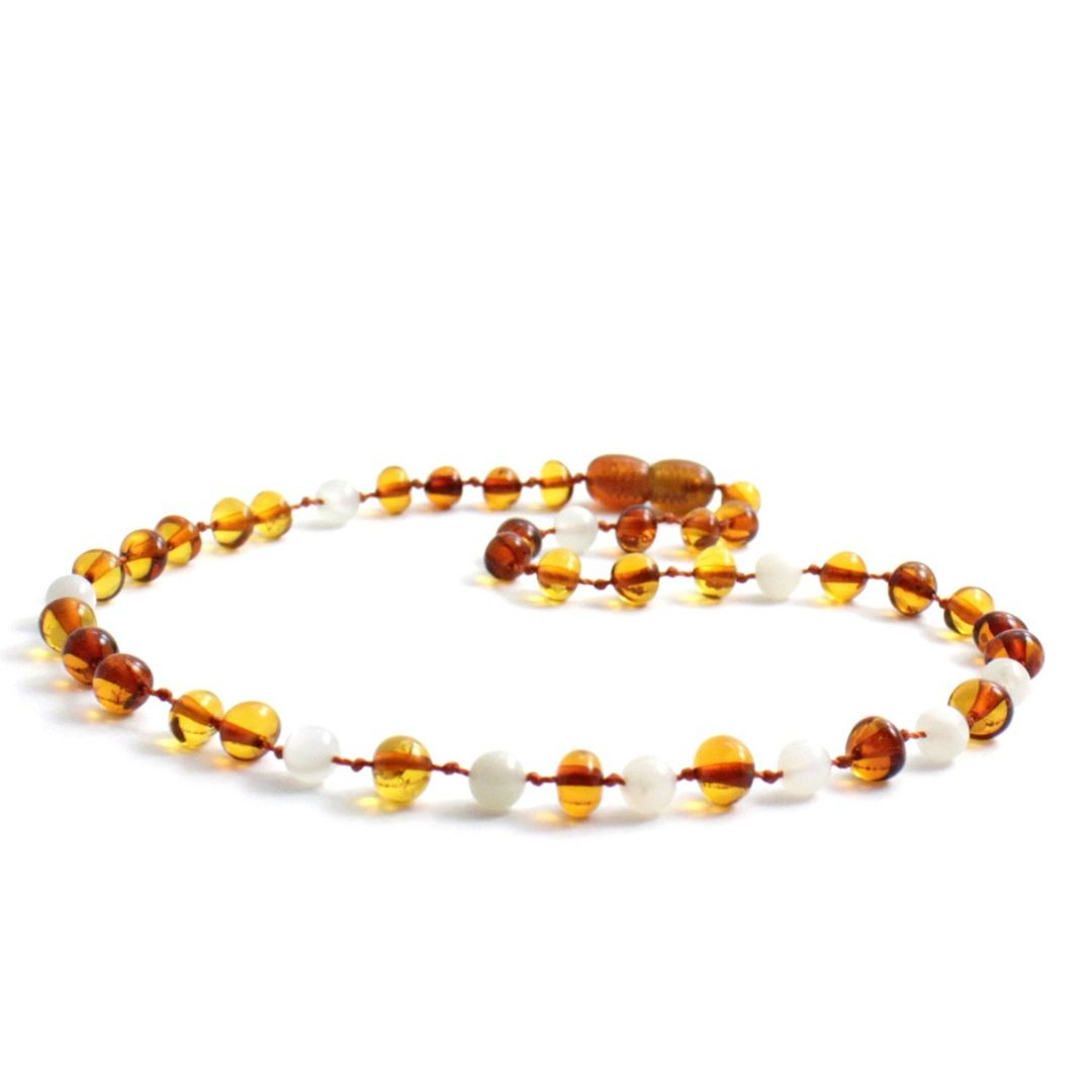 Amber Necklace Cognac & Moonstone | Baby 32cm