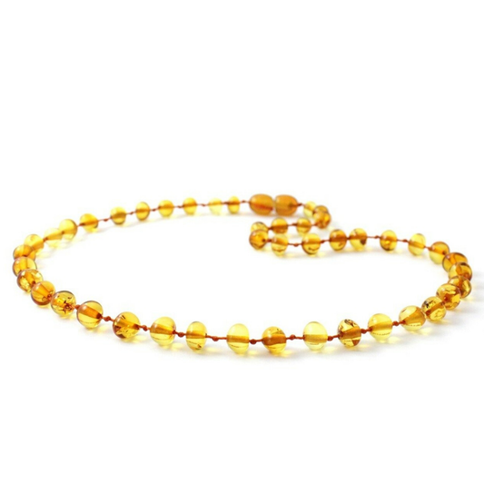 Amber Necklace Necklace Honey | 32cm Oh our beautiful cherry black amber! Our Amber necklaces imported directly from Lithuania, the home of Baltic Amber and the Baltic Sea, where they are beautiful handmade.Baltic Amber necklaces help with teething symptoms as well as looking great