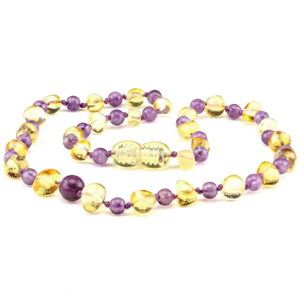 Amber Baby NECKLACE Lemon and Amethyst