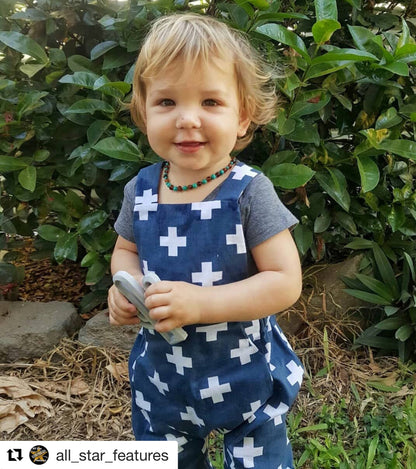 Amber NECKLACE Baby Cognac &amp; Turquoise | 32cm