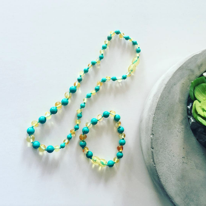Amber necklace lemon and turquoise amber and gemstone necklace jewellery baltic amber