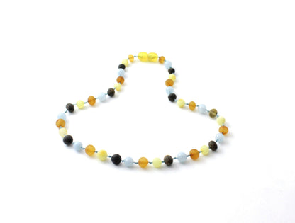 Amber Necklace Multi Raw Aquamarine | 32cm