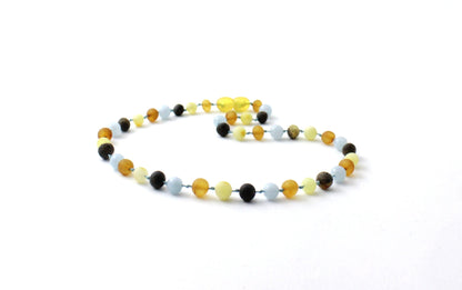 Amber Necklace Multi Raw Aquamarine | 32cm