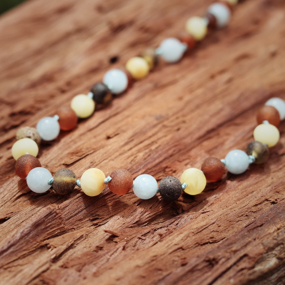 Amber Necklace Multi Raw Aquamarine | 32cm
