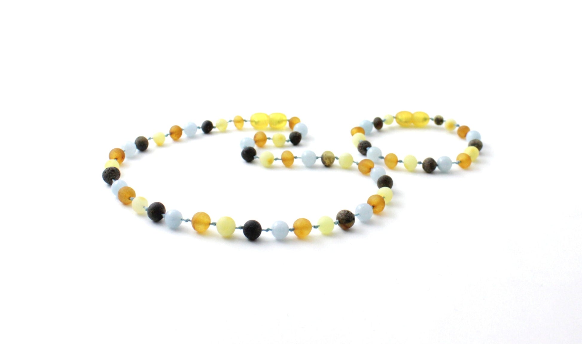 Amber Necklace Multi Raw Aquamarine | 32cm