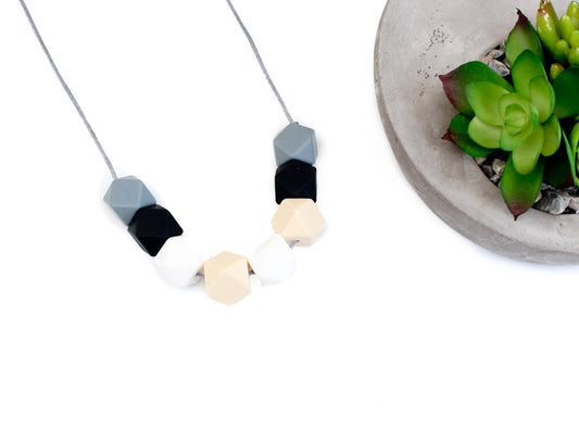 Silicone Necklaces grey hexagon Athena