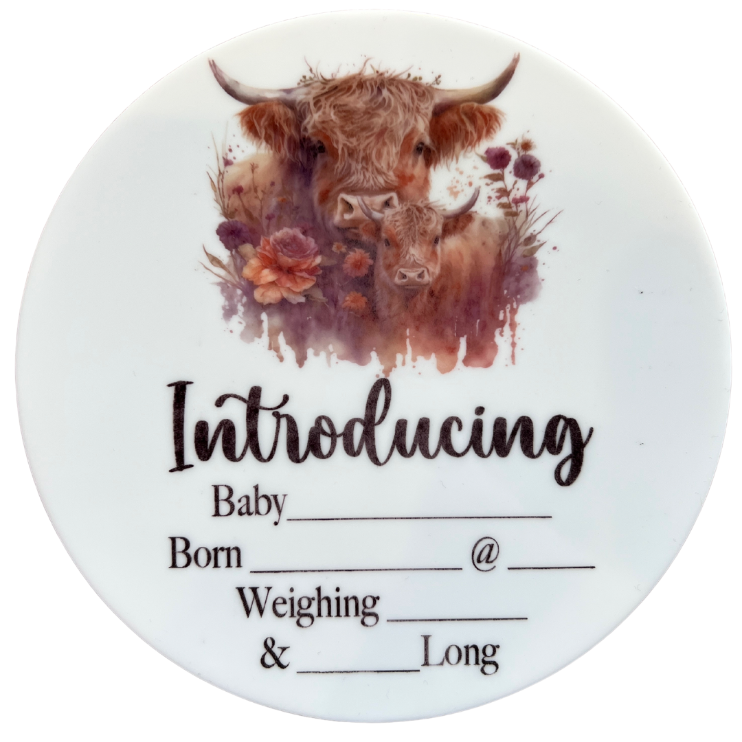 Birth Announcement Plaque Highland Cow