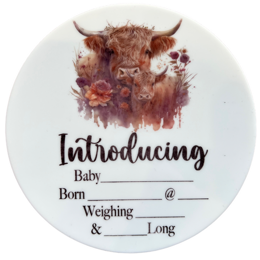 Birth Announcement Plaque Highland Cow