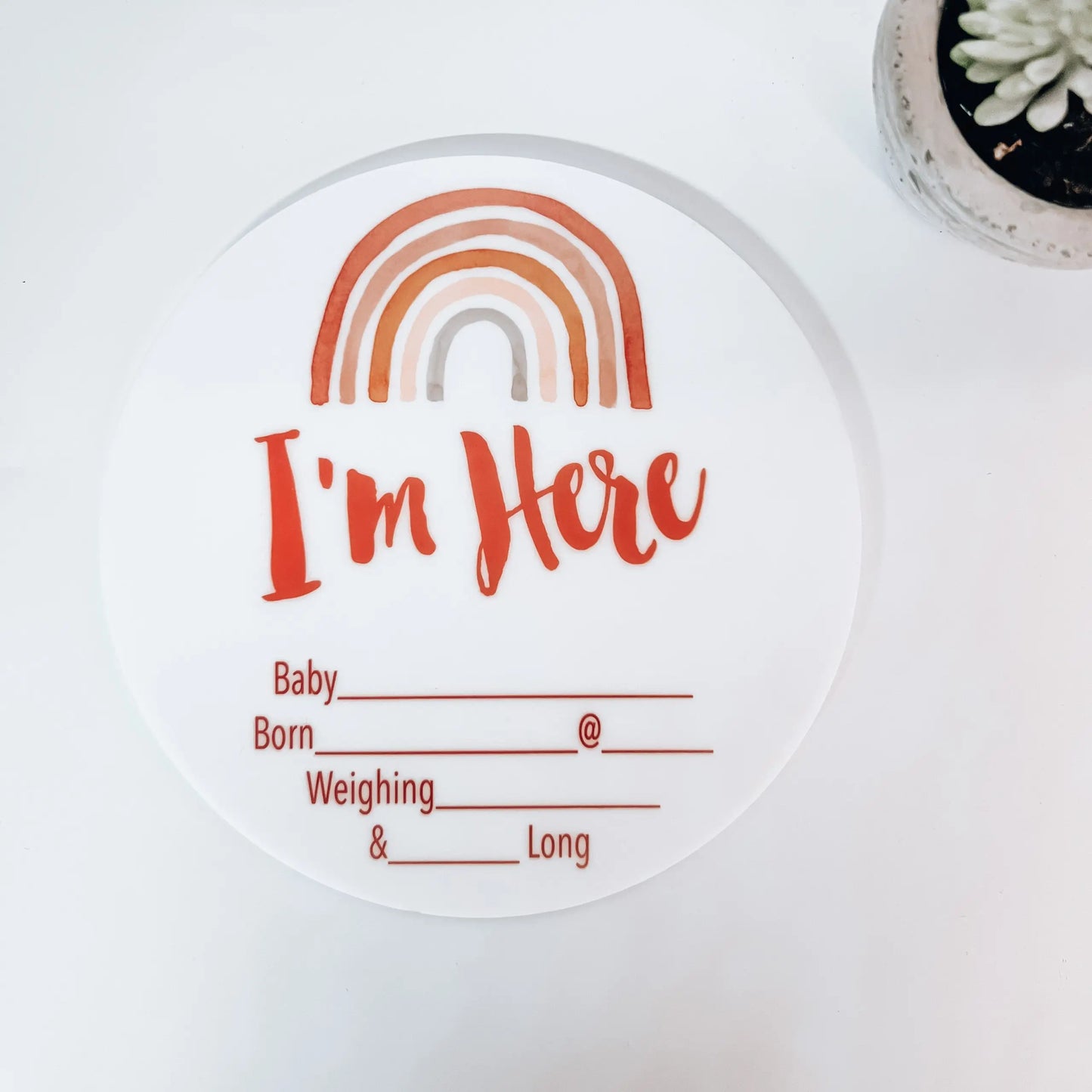 Birth Announcement Plaque Natural Rainbow