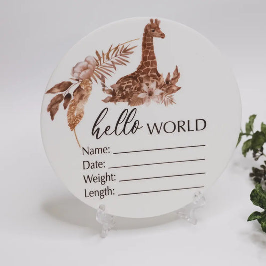 Birth Announcement Plaques Giraffe