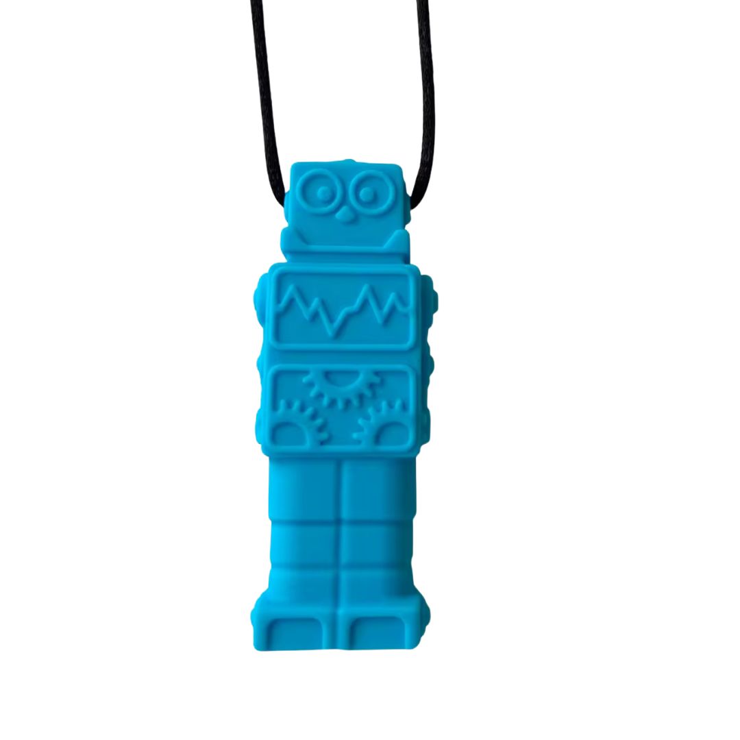 Brick Man Pendant Silicone Sensory Necklace - Blue - simple