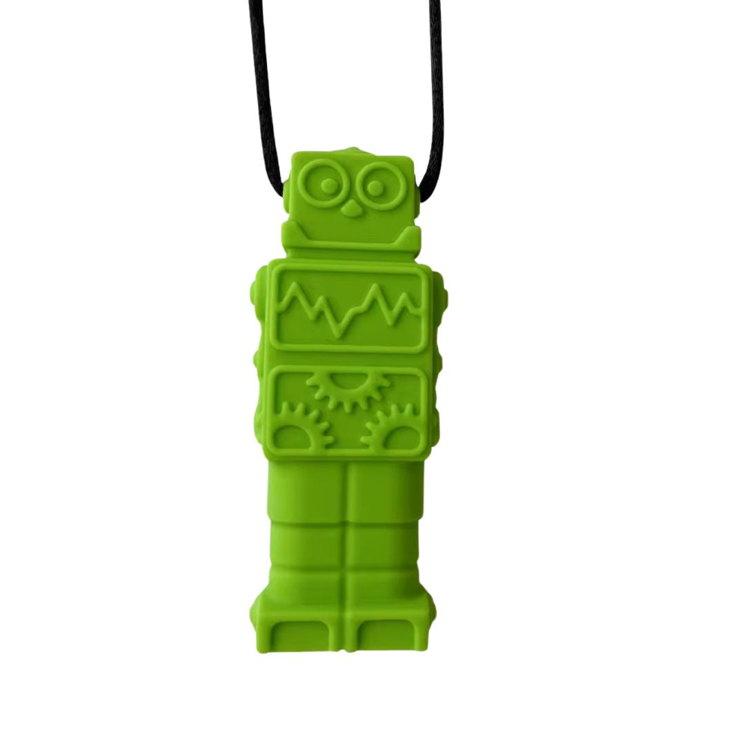 Brick Man Pendant Silicone Sensory Necklace - Green - simple