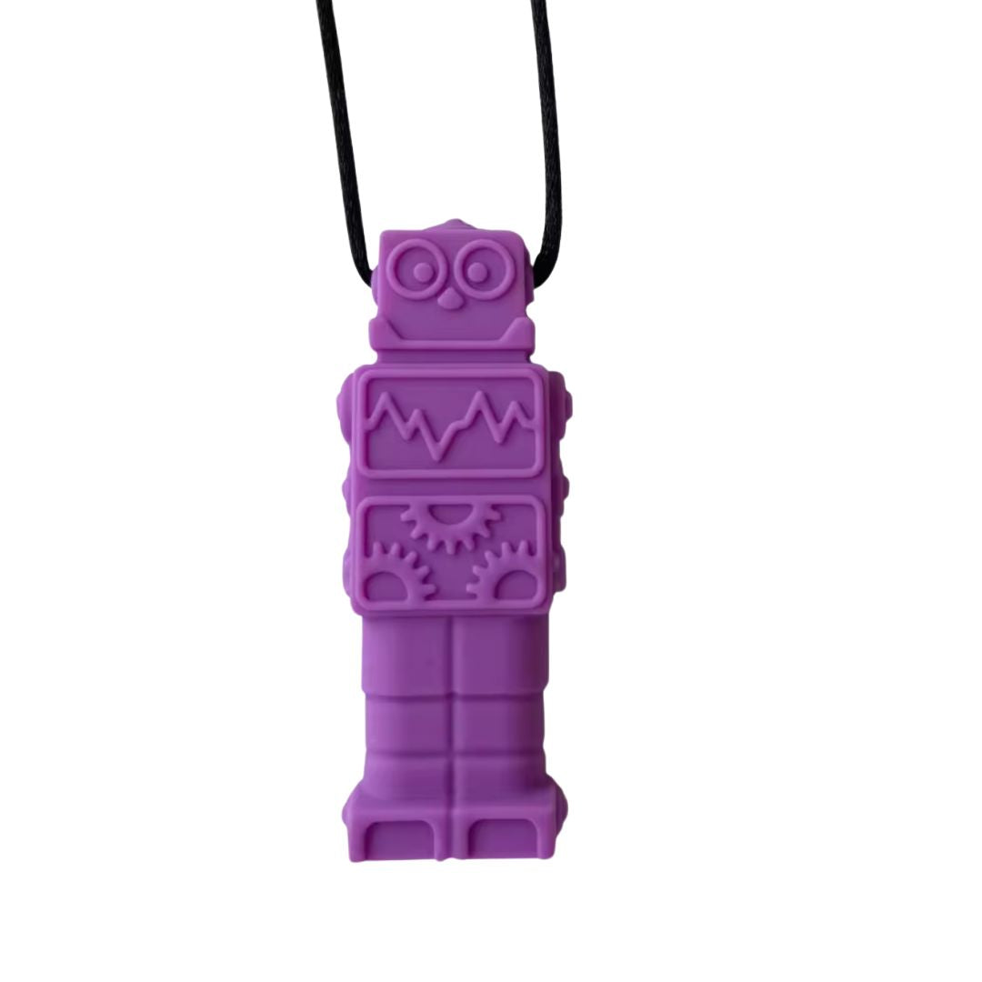 Brick Man Pendant Silicone Sensory Necklace - Purple - simple