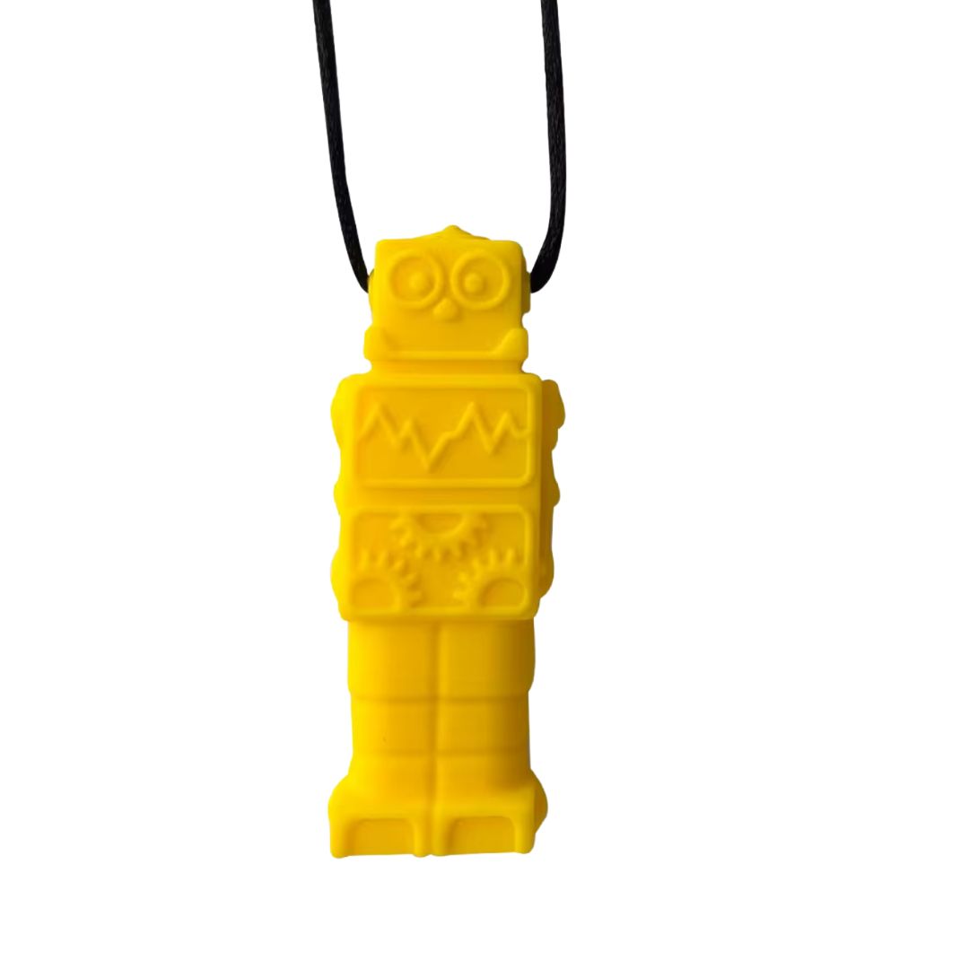 Brick Man Pendant Silicone Sensory Necklace - Yellow - simple