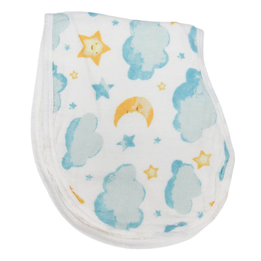 Burp Cloth, Bib Organic Bamboo Cotton - baby boy cloud and moon soft baby burp cloth