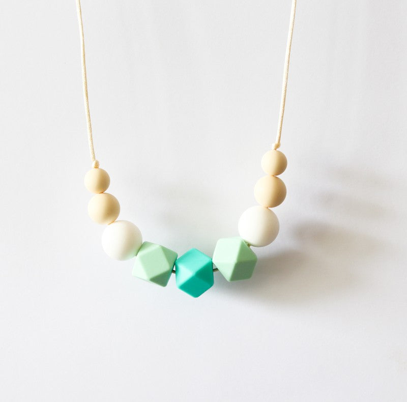 Silicone teething necklace for mum silicone breastfeeding necklace neutral peach tone