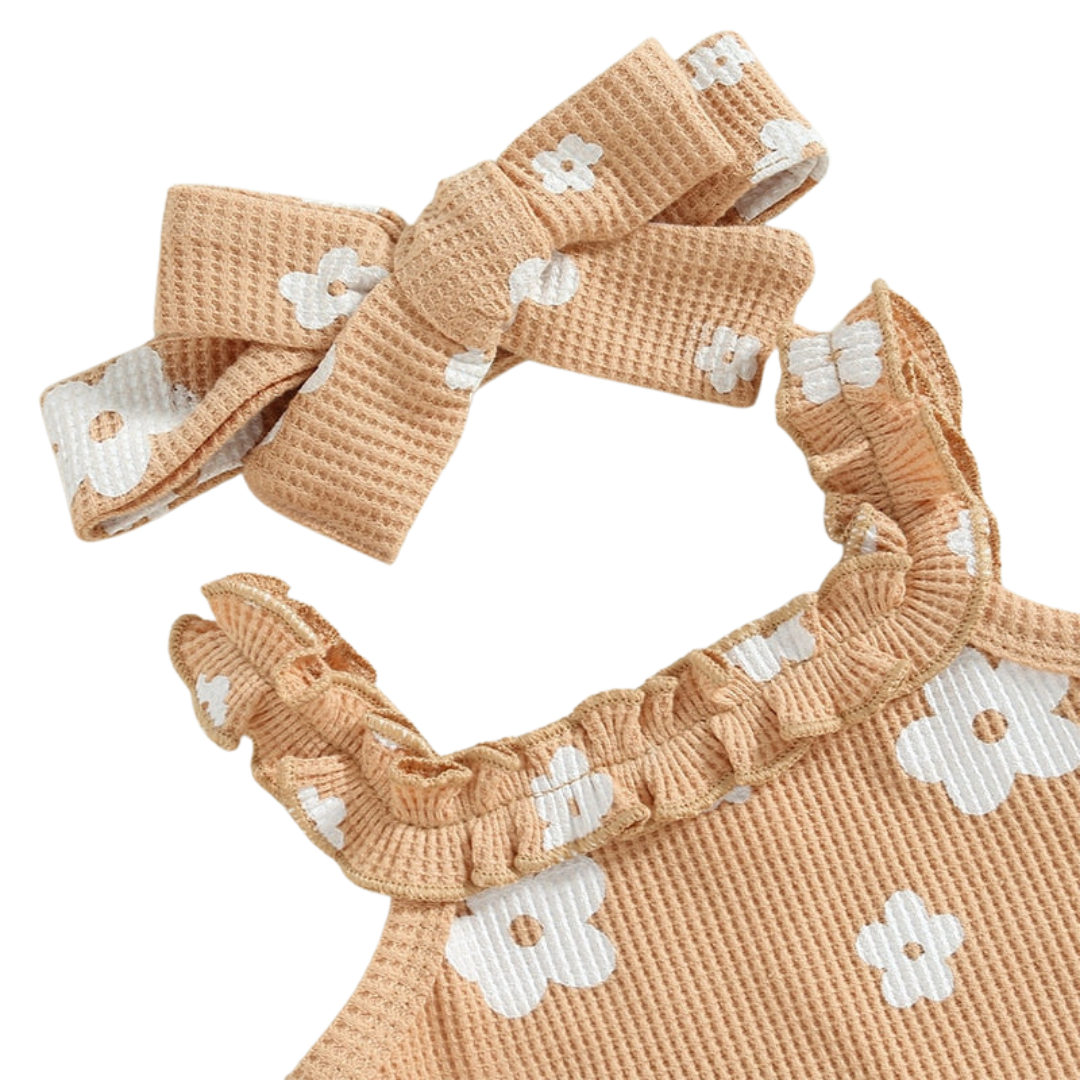 Daisy Romper and Bummies Set Beige