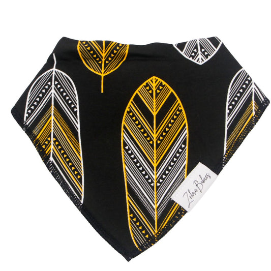 Dribble Bib Bandana Bib Black and Gold Leaf