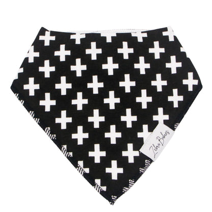 Dribble Bib Bandana Bib Black and White Crosses