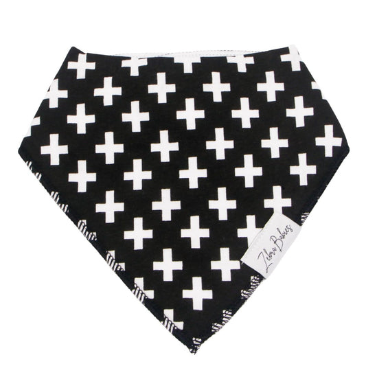 Dribble Bib Bandana Bib Black and White Crosses