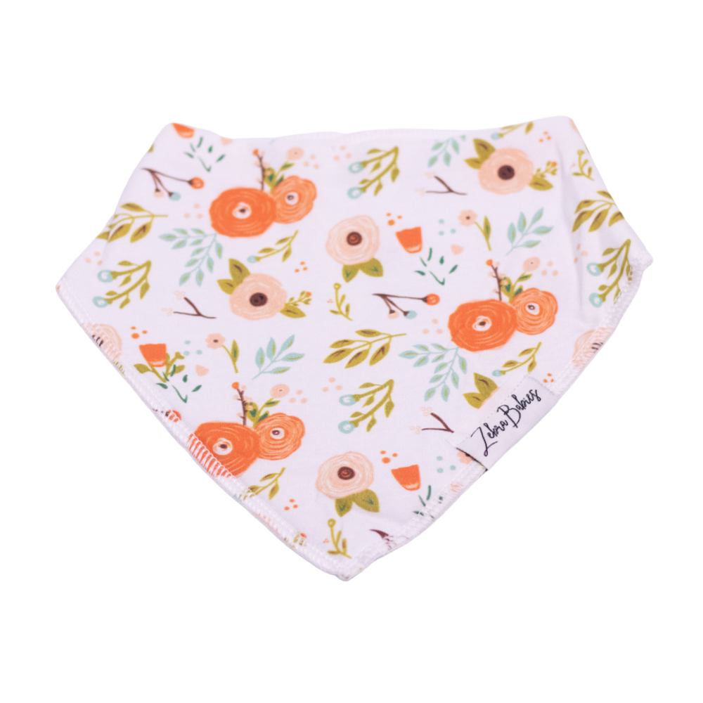 Dribble bib baby bibs boy girl blue white peachy floral design baby bib