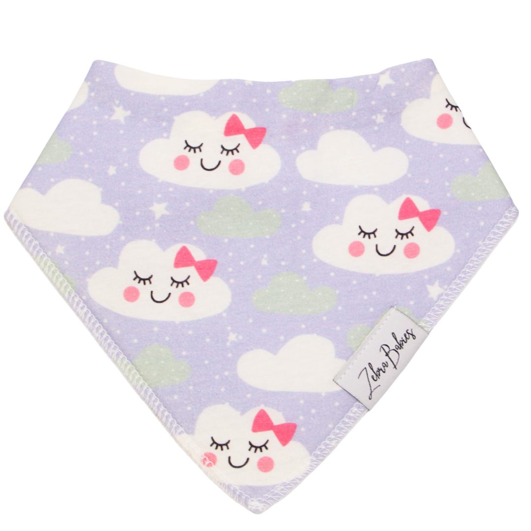 Dribble Bib Bandana Bib Purple Clouds
