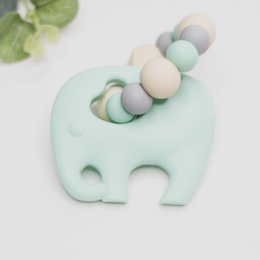 Elephant Silicone Teether Teething Ring Mint