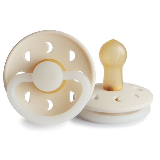 FRIGG DUMMIES The FRIGG dummies line of silicone pacifiers has been thoughtfully designed for your baby's comfort. The outward curve keeps the dummy