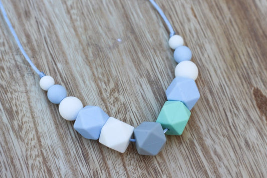 Silicone teething necklace for mum silicone breastfeeding necklace neutral peach tone