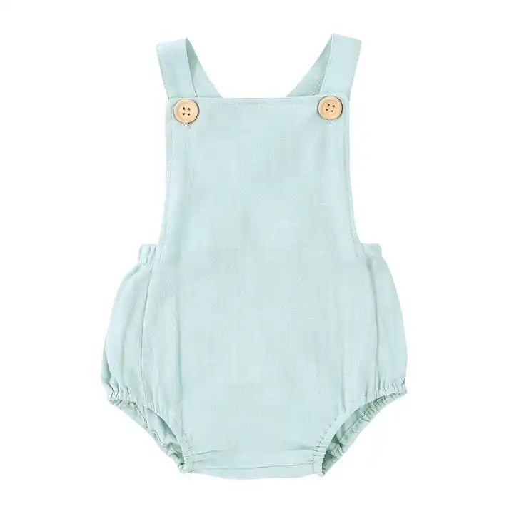 Linen Overall Romper Mint / 3 6 months