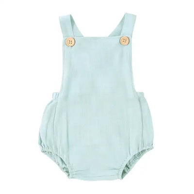 Linen Overall Romper Mint / 3 6 months