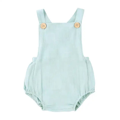 Linen Overall Romper Mint / 3 6 months