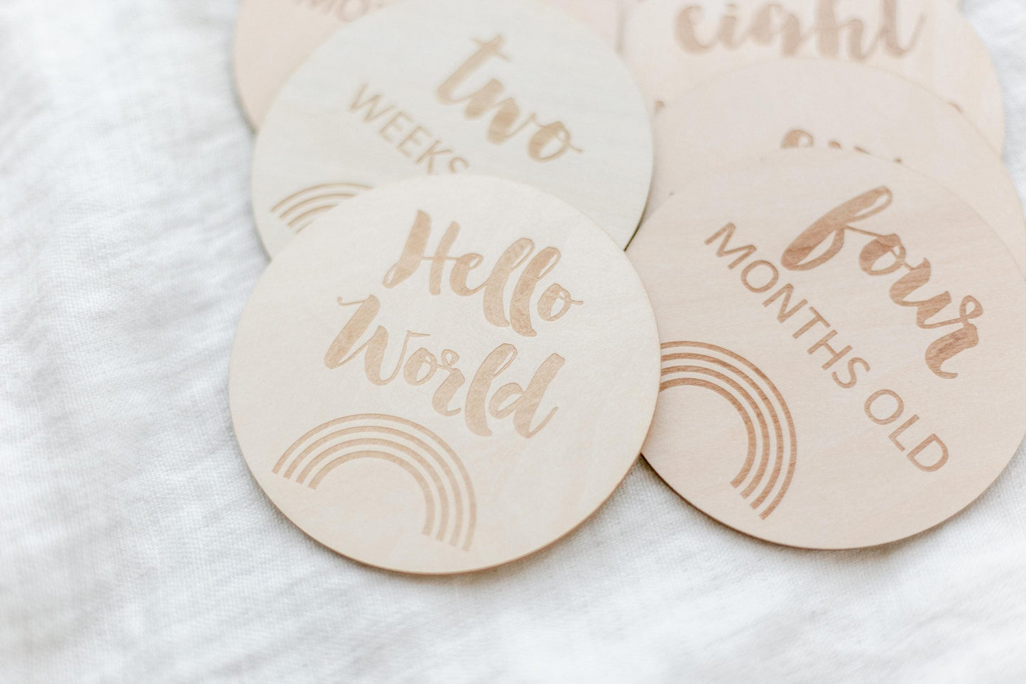 Milestone Discs - I'm New Here to My First wooden wood milestone baby discs