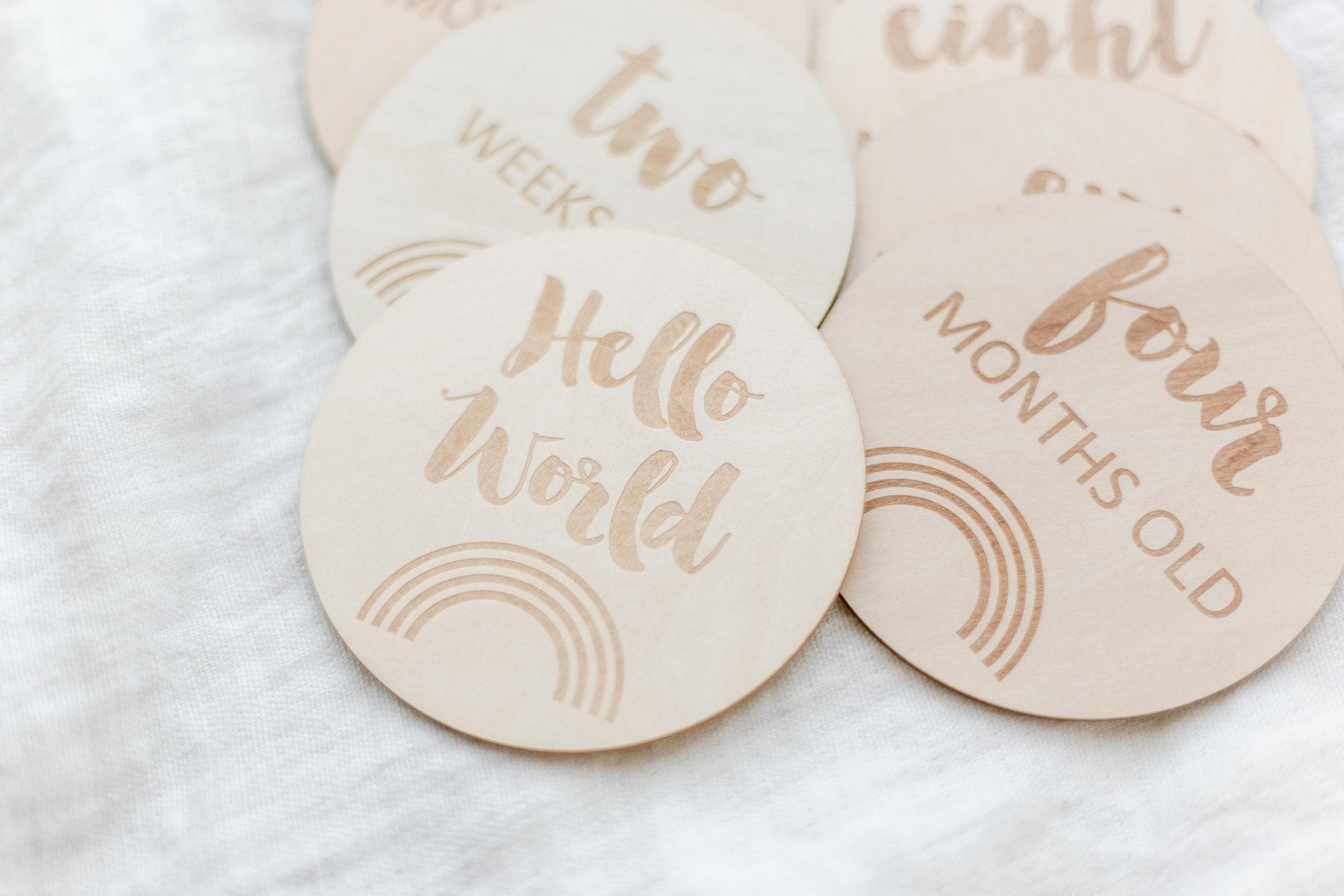 Milestone Discs - I'm New Here to My First wooden wood milestone baby discs