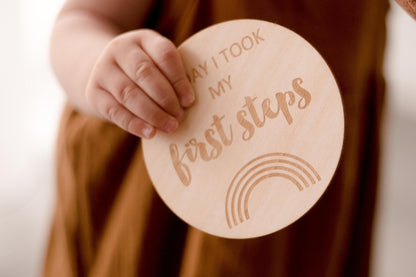 Milestone Discs - I'm New Here to My First wooden wood milestone baby discs