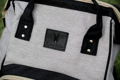Black and Grey Nappy Bag Backpack Nappy Bag Backpack Grey and Black Australia leather diaper backpack bottle holder afterpay zippay baby essential