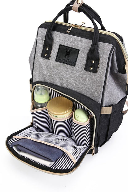 Black and Grey Nappy Bag Backpack Nappy Bag Backpack Grey and Black Australia leather diaper backpack bottle holder afterpay zippay baby essential