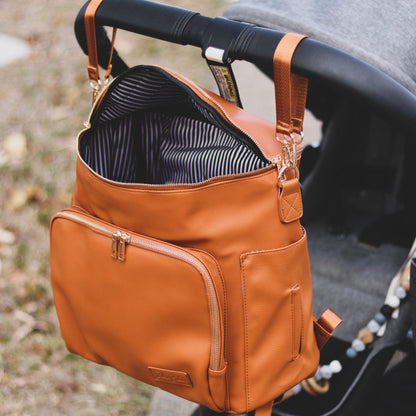 Nappy Bag Backpack Faux Leather Brown