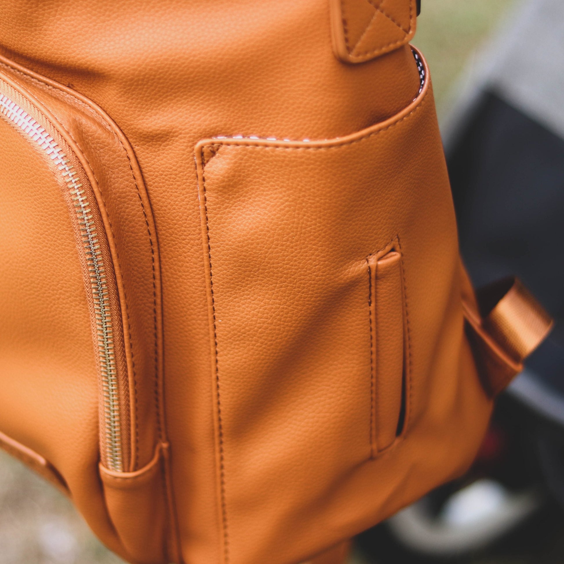 Nappy Bag Backpack Faux Leather Brown