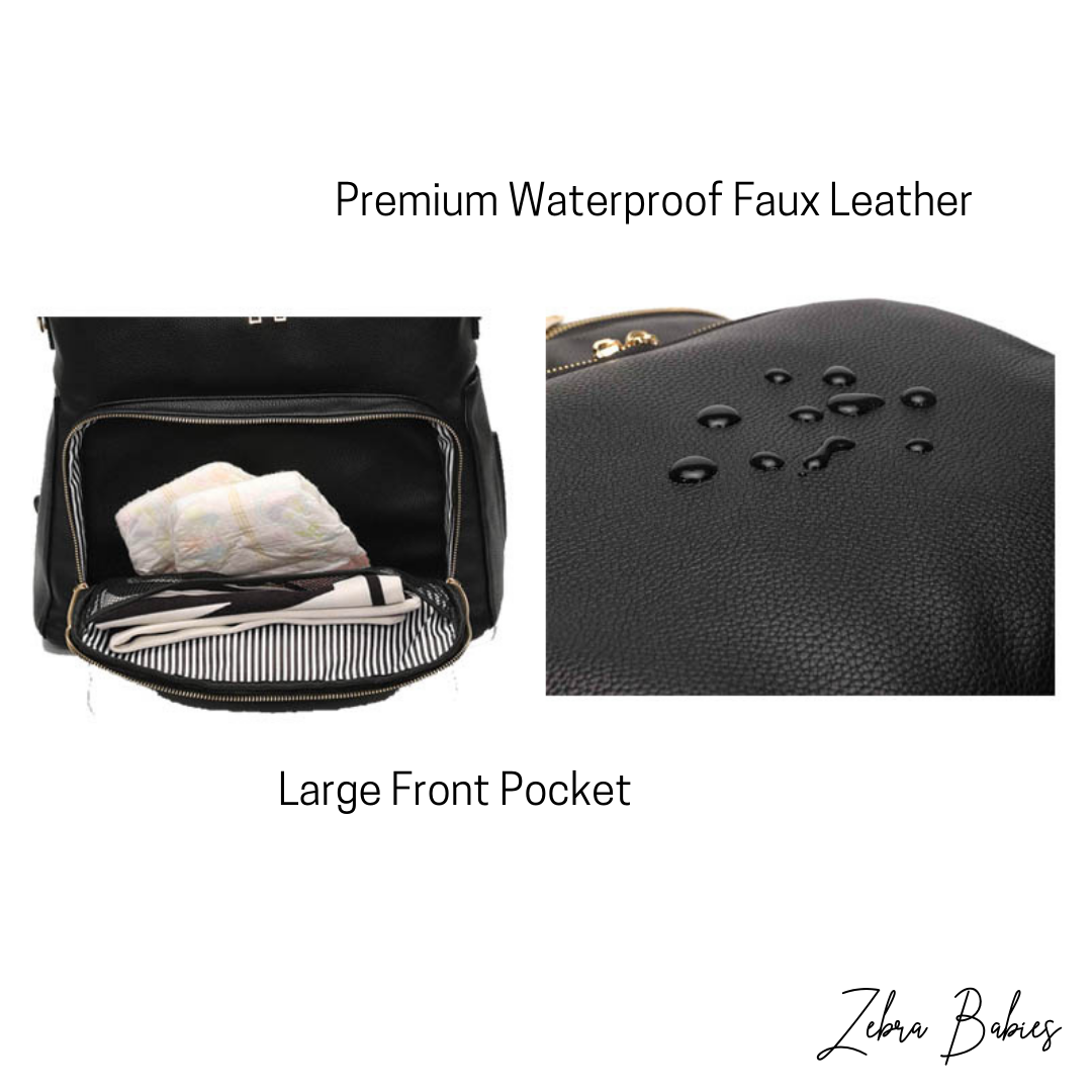 Nappy Bag Backpack Faux Leather Brown