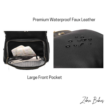 Nappy Bag Backpack Faux Leather Brown