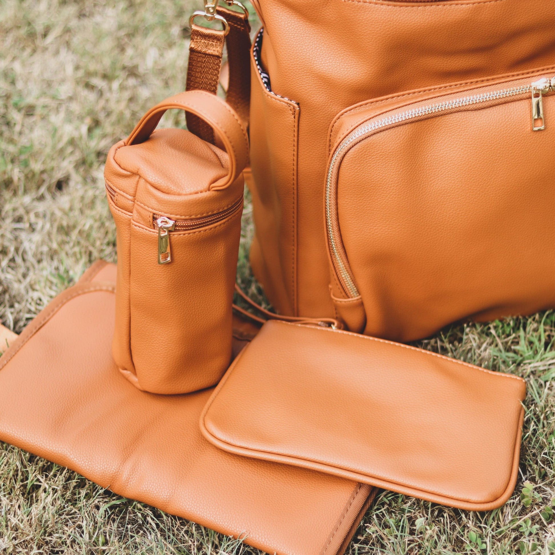 Nappy Bag Backpack Faux Leather Brown