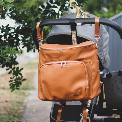 Nappy Bag Backpack Faux Leather Brown